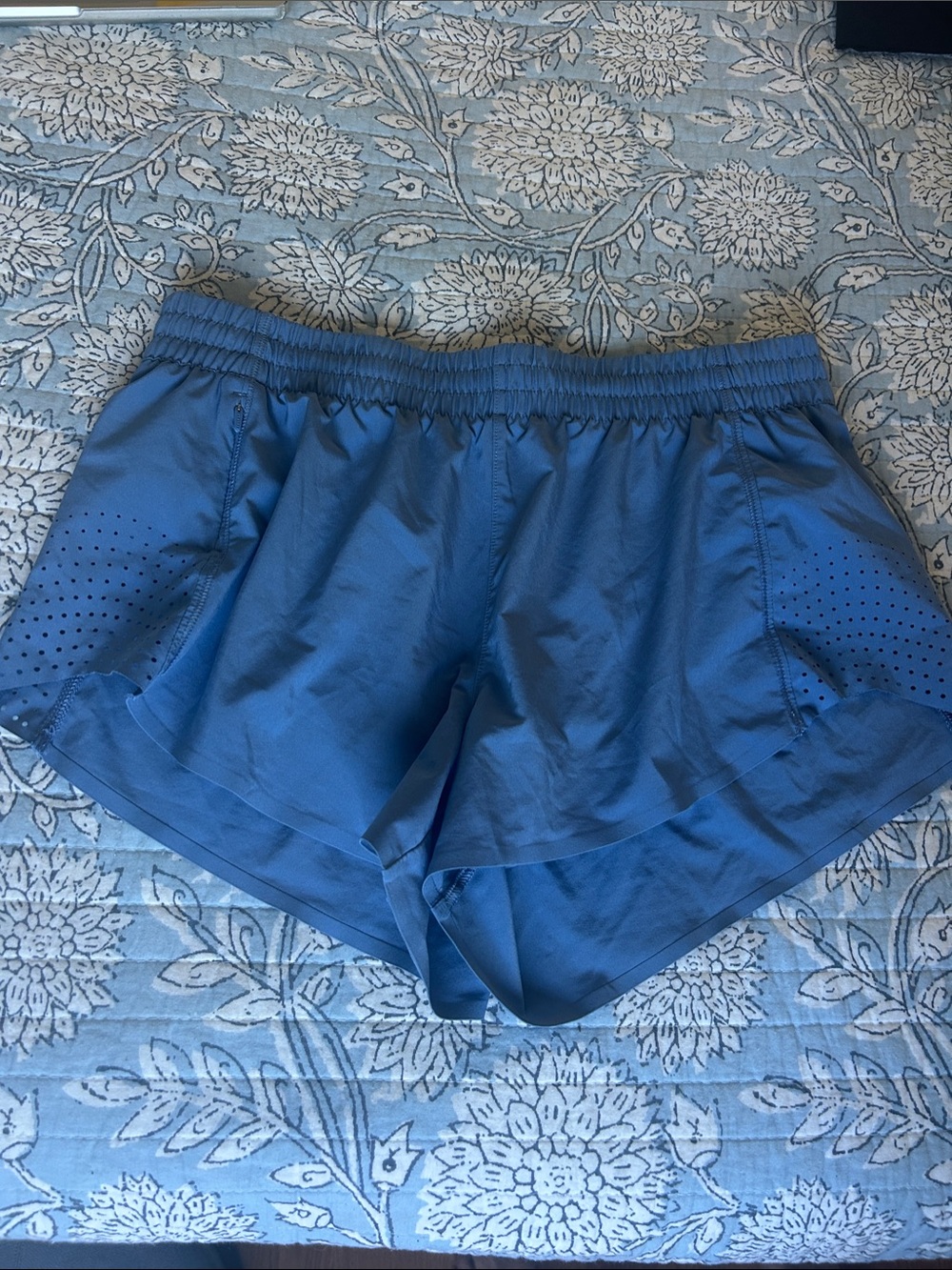Athleta Blue Women's Athletic Shorts with Perforated Side Panels